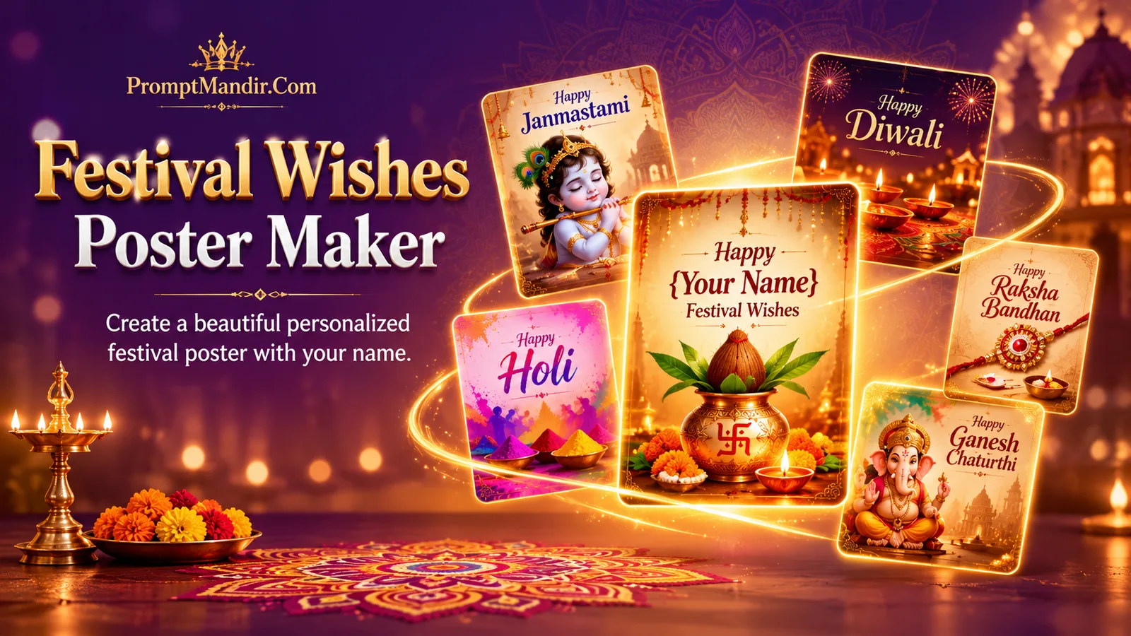 Festival Wishes Poster Maker — Create personalized Hindu festival greeting posters