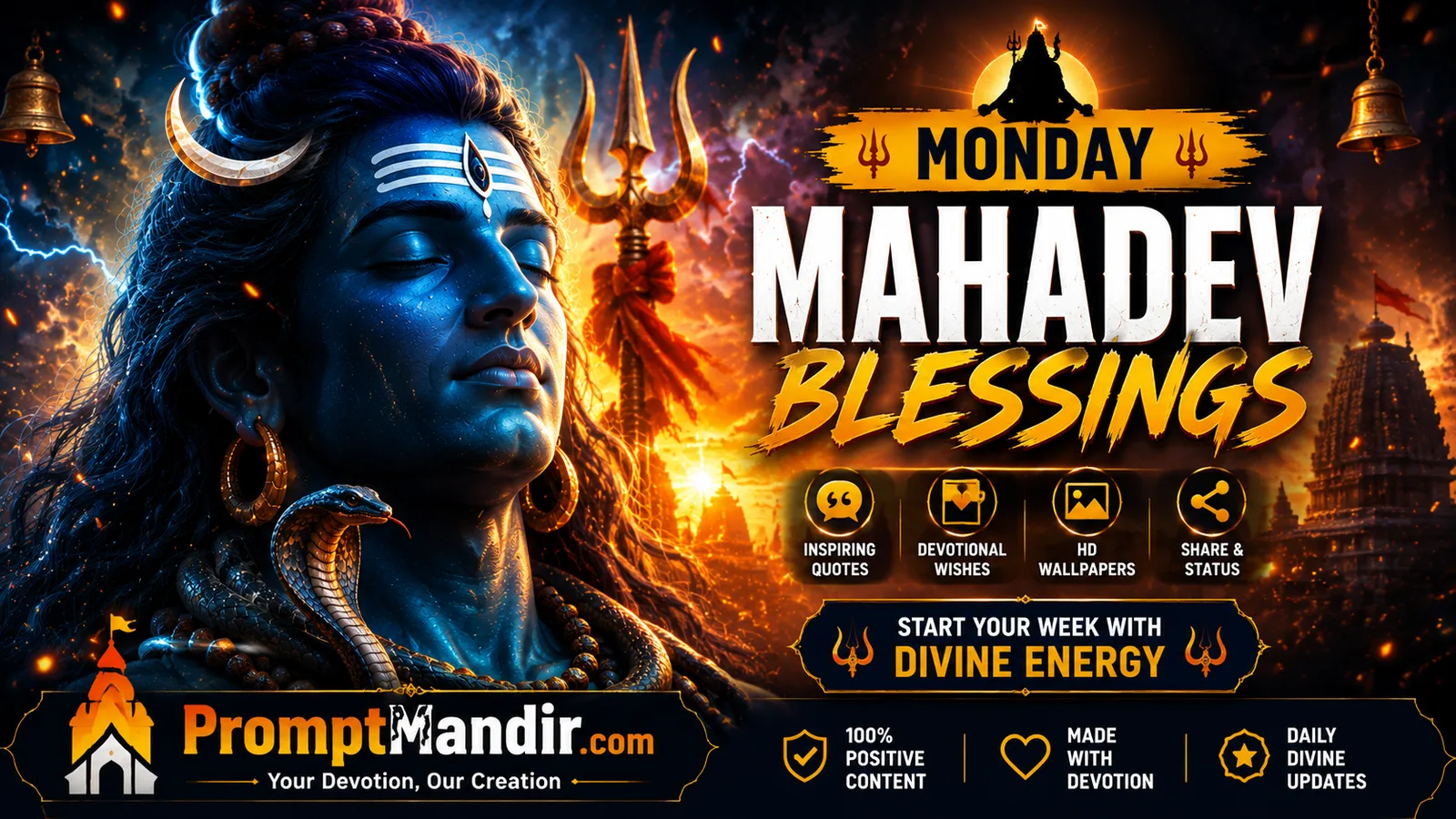 Monday Wishes Collection Lord Shiva Monday blessings artwork with divine energy, wishes and spiritual inspiration