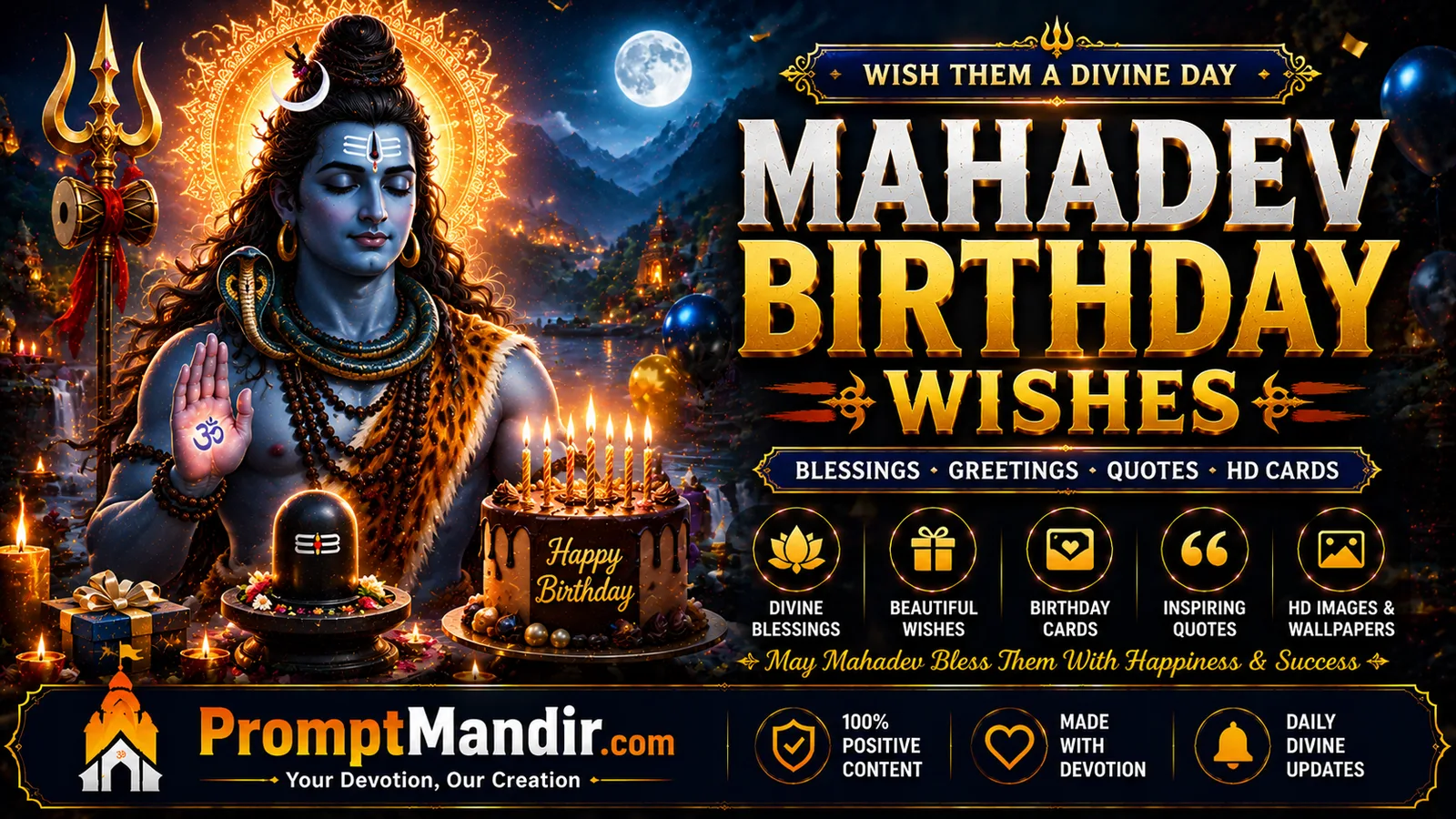 Mahadev birthday wishes wallpaper with Lord Shiva blessings and devotional birthday themeMahadev birthday wishes wallpaper with Lord Shiva blessings and devotional birthday theme