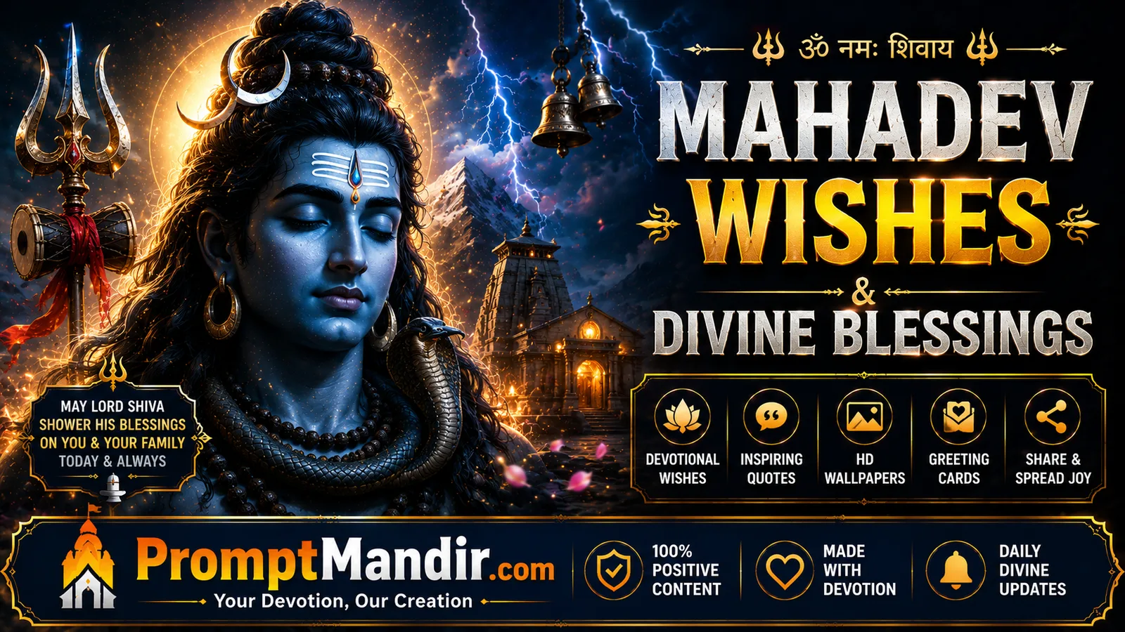 Mahadev wishes & divine blessings wallpaper with Lord Shiva meditation and spiritual energy