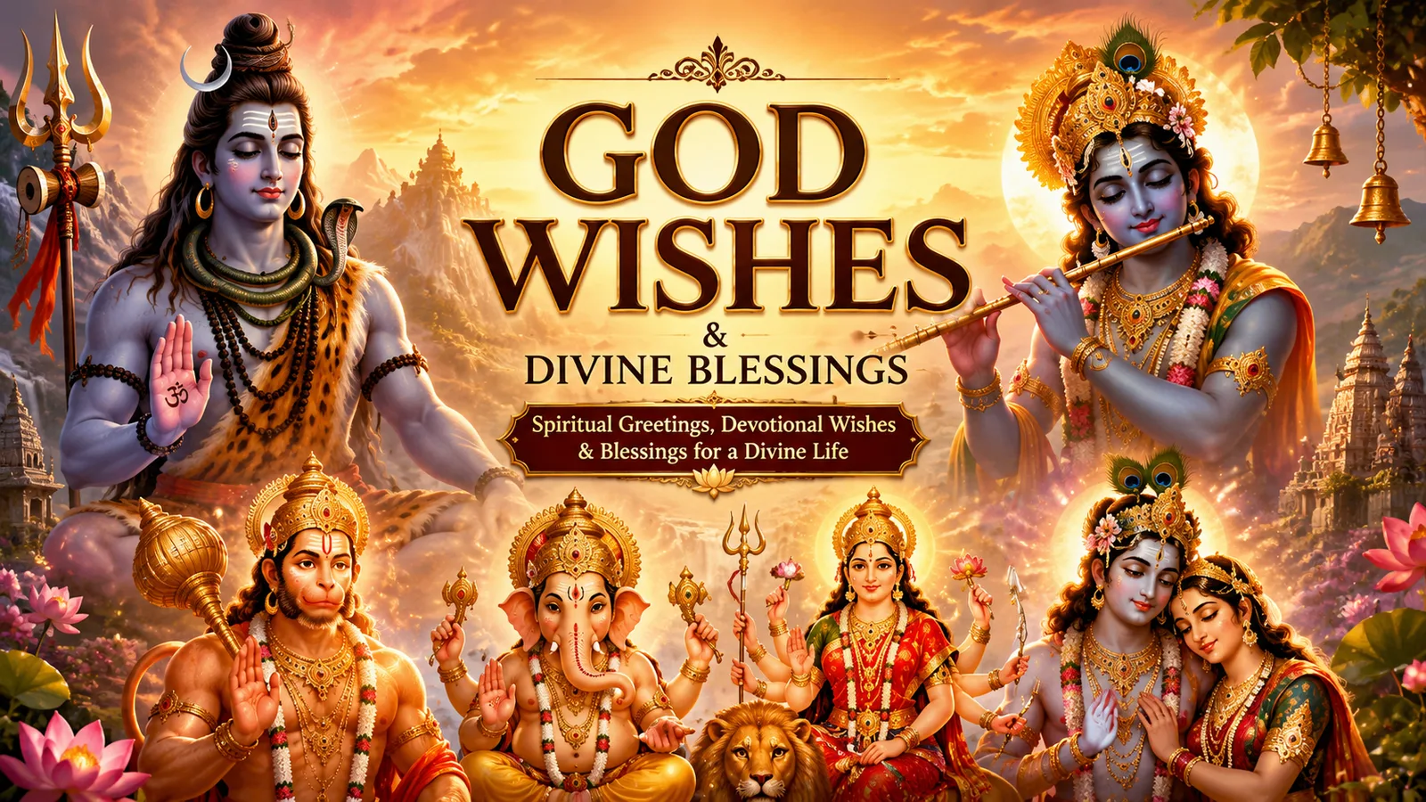 Best God wishes featuring Krishna, Mahadev, Hanuman Ji, divine blessings, and devotional wallpapers