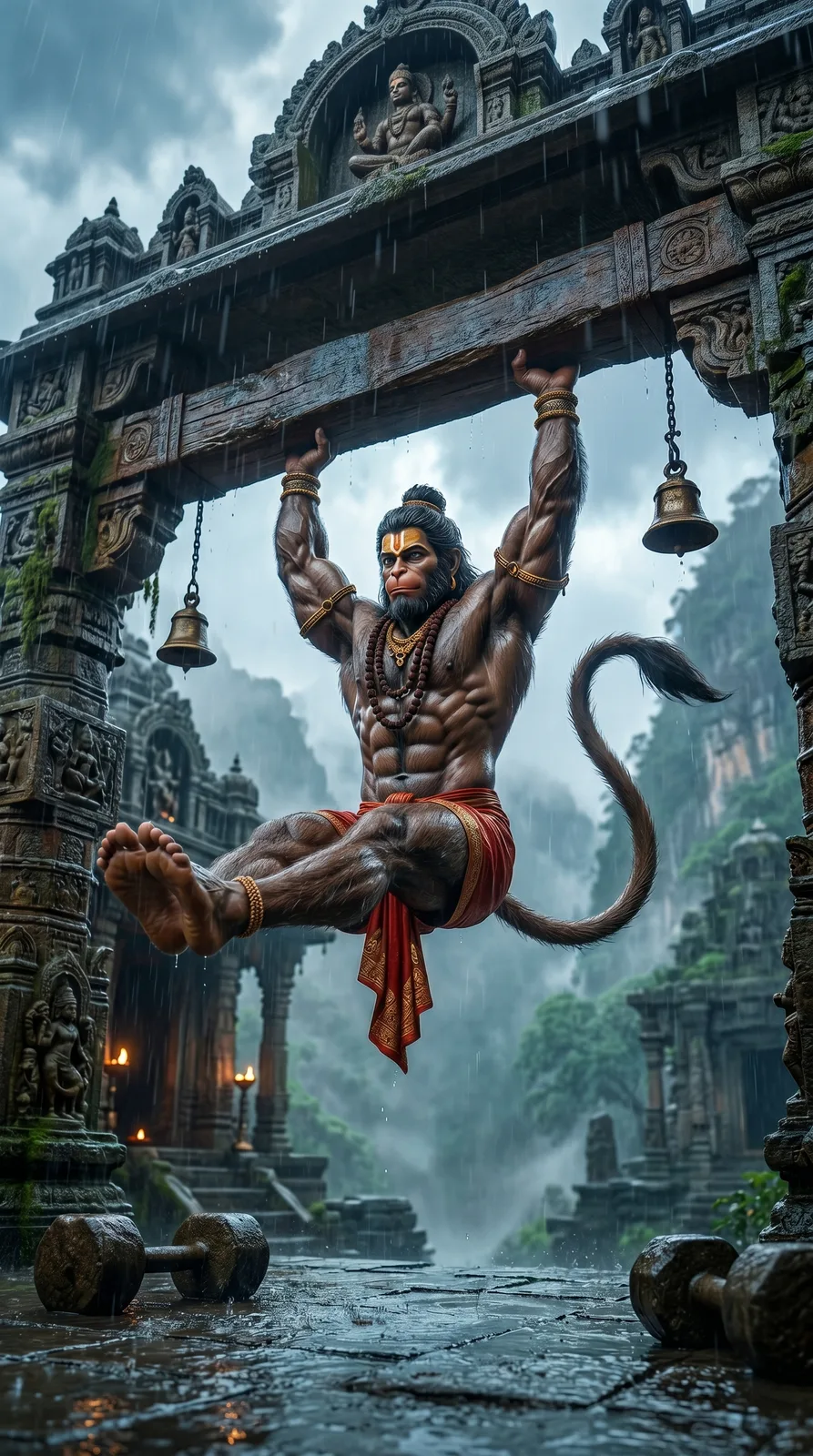 Hanuman gym training AI images