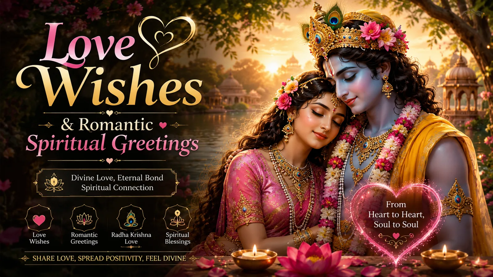 Best Love wishes featuring Radha Krishna wallpapers, romantic spiritual greetings, and devotional love quotes