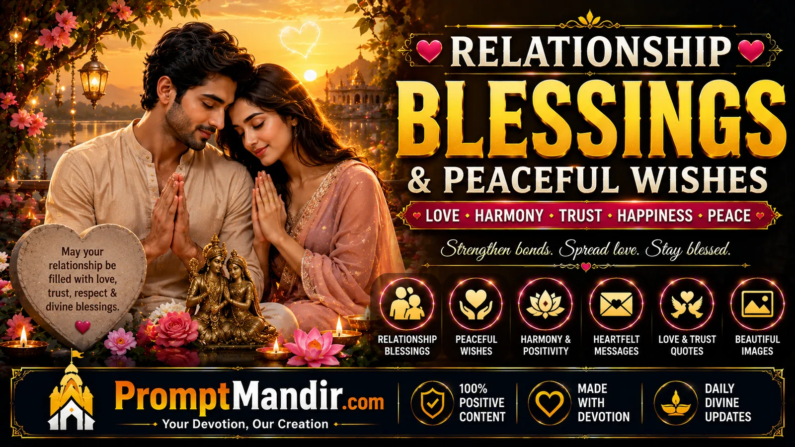 Relationship blessings wallpaper with loving couple, peaceful vibes and emotional love wishes