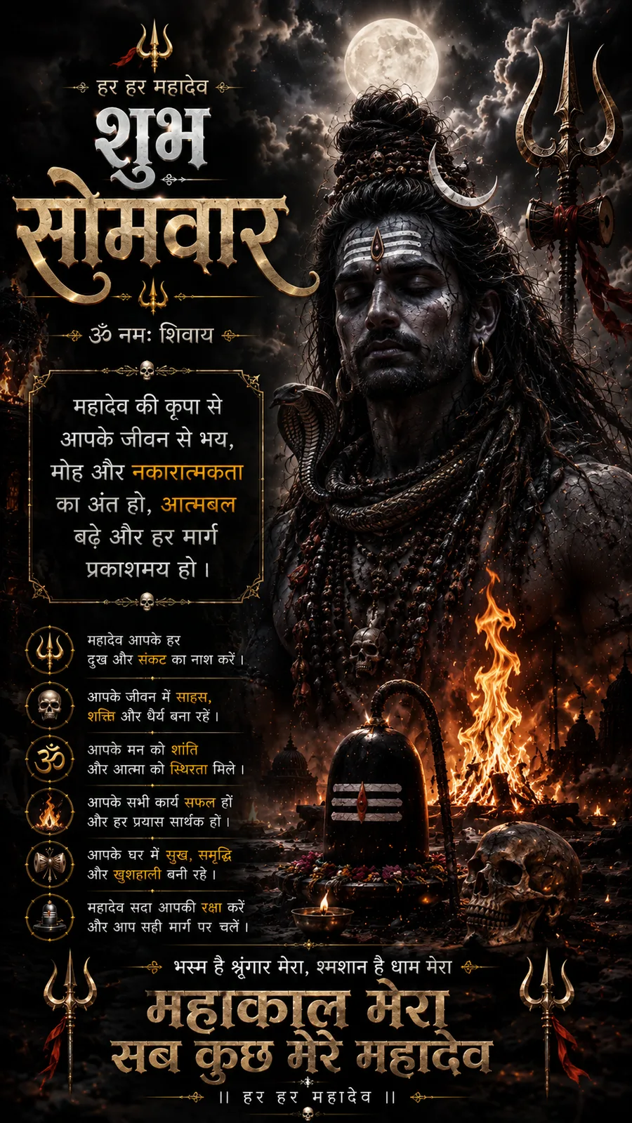Mahakal inspired Lord Shiva with sacred fire and cremation symbolism