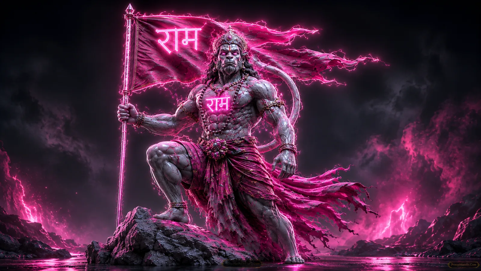 Neon Marble Hanuman AI Prompts