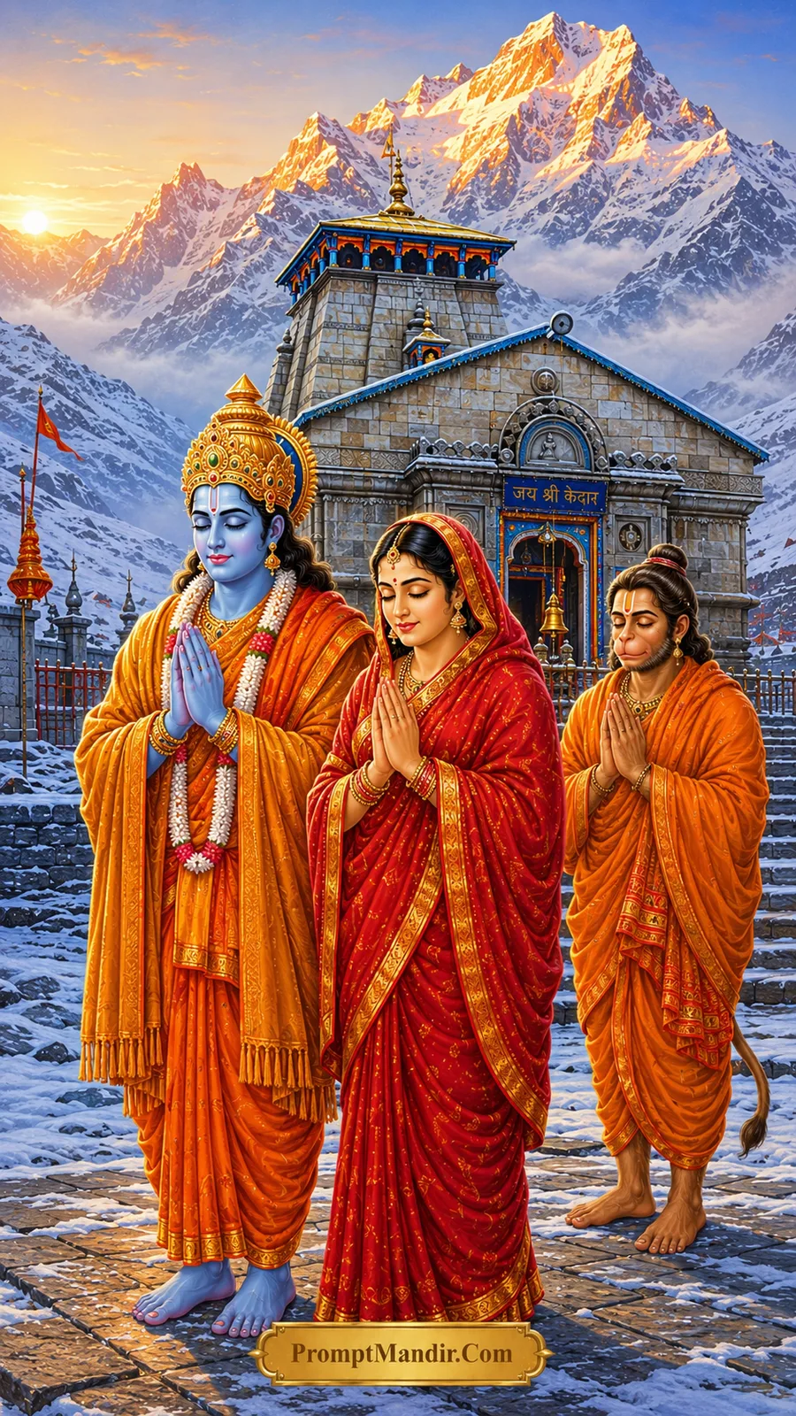 Rama Sita Kedarnath pilgrimage AI art prompt