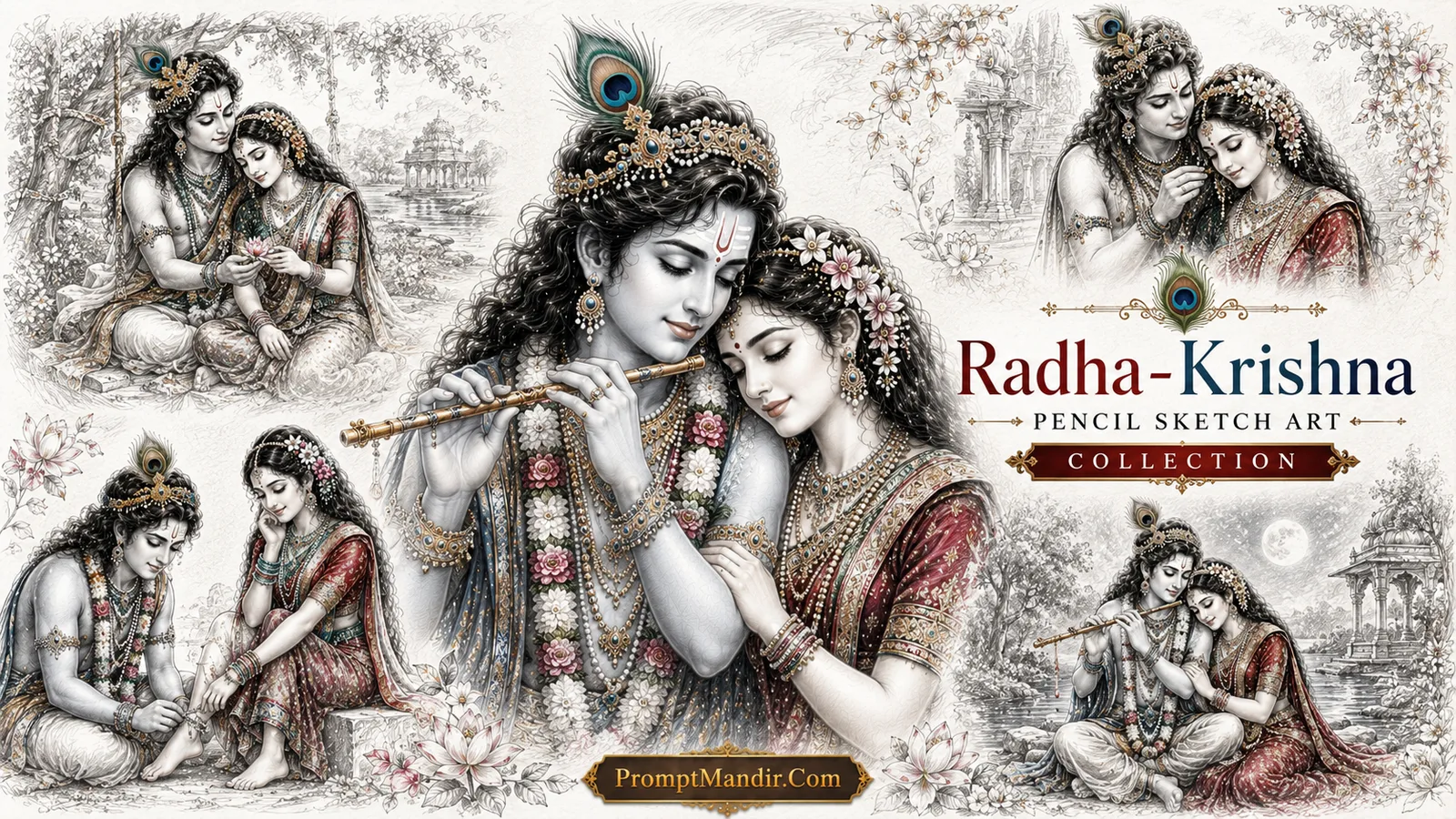 Radha Krishna Pencil Sketch Art