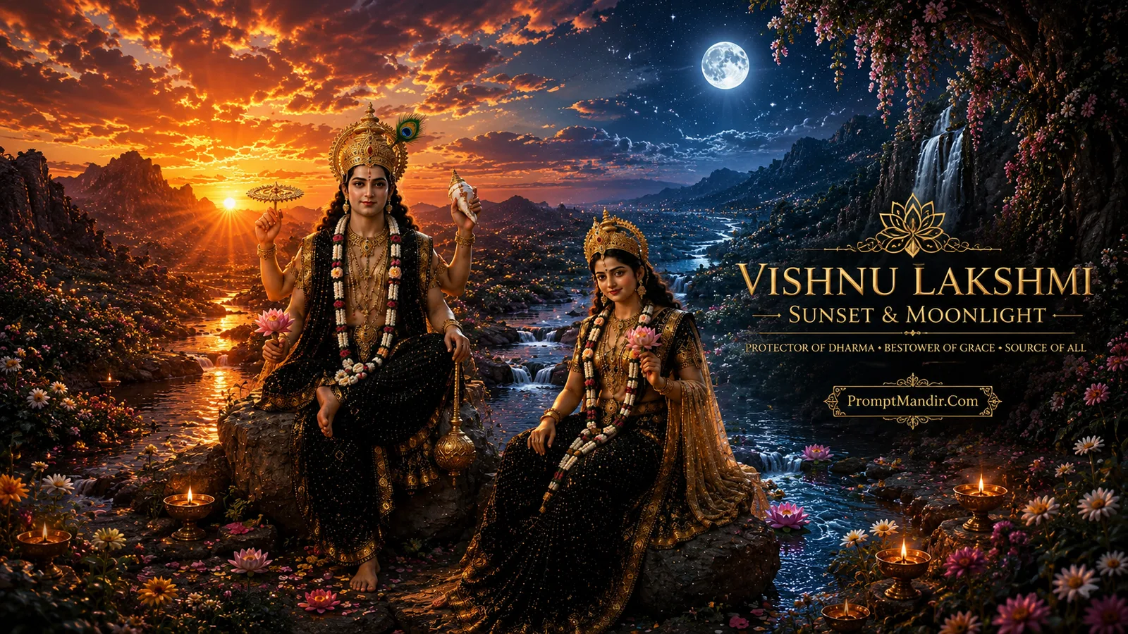 Vishnu Lakshmi Sunset & Moonlight